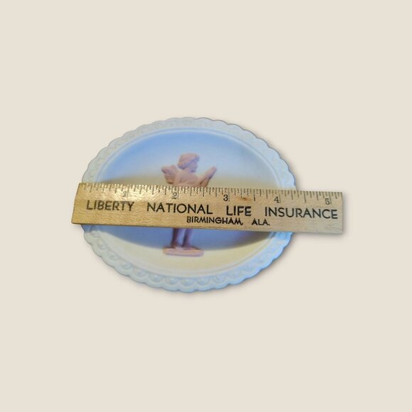 Vintage Set Of 3 Miniature Jasperware Wall Plates  Angel Designs - Pink & Blue - Picture 7 of 8